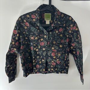Esprit Black Floral Cropped Jean Jacket